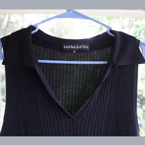 <👽 3/20$>CONCEPTS Ribbed Sweater-Knit Crop Top black size M - Picture 3 of 5